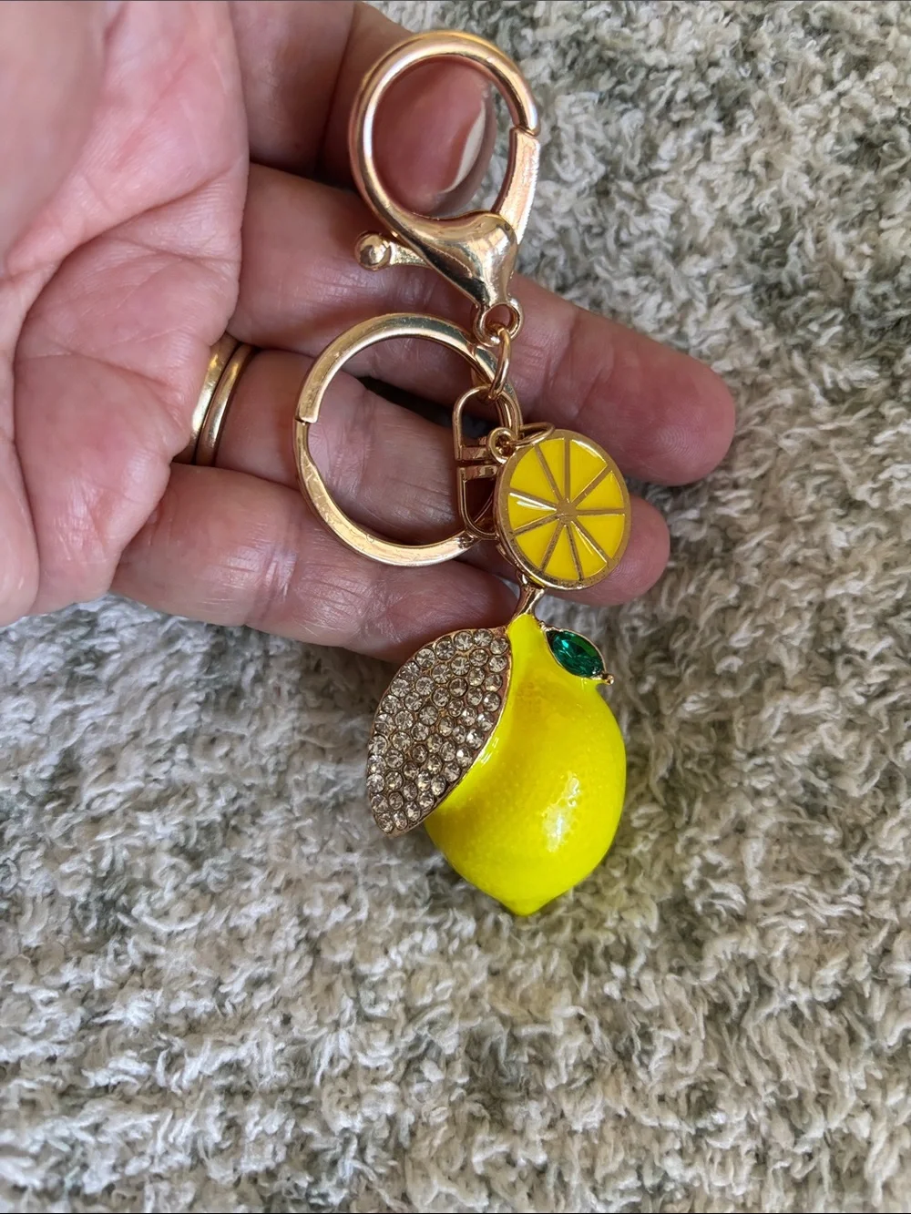 Yellow Lemon Keychain or Bag Charm Pendant NWT 4x1.5”